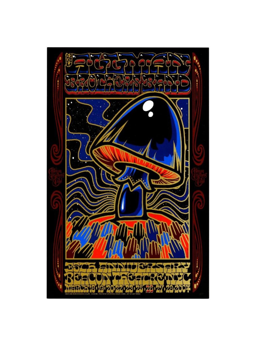 Jeff Wood Allman Brothers 35th Anniversary Poster – Beacon Theatre 2004, 11×17